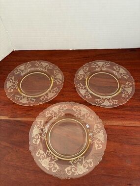 Heisey Old Colony 7 1/2" Plate  Sahara Yellow Depression Glass Set Of 3